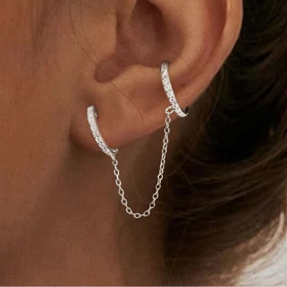 Kate Spade Elegant Silver Chain Hoop Earrings - Picture 2 of 4